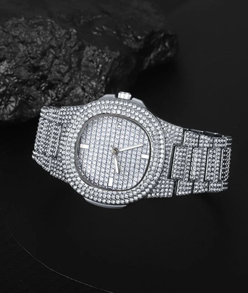 Diamond Black Steel Band Quartz Watch